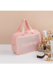 PVC transparent waterproof makeup bag for women large capacity travel portable scrub toilet makeup bag dressing storage bag