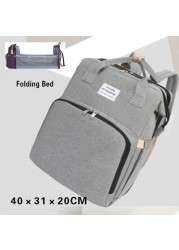 2020 New Woman Portable Folding Bed Light Diaper Backpack Large Capacity Multifunctional Leisure Double Shoulder Nappy Bag