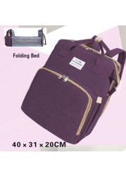 2020 New Woman Portable Folding Bed Light Diaper Backpack Large Capacity Multifunctional Leisure Double Shoulder Nappy Bag