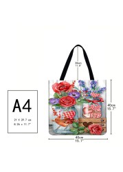 Practical Linen Square Shopping Bag Casual Ladies Daily Shopping Bag Large Capacity Storage Household Handbags