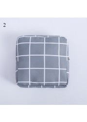 Women Portable Sanitary Napkin Storage Bag Cotton Travel Makeup Bag Printed Literary Zipper Purse Sundries Cosmetic Organizer