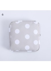 Women Portable Sanitary Napkin Storage Bag Cotton Travel Makeup Bag Printed Literary Zipper Purse Sundries Cosmetic Organizer