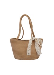 Elegant Ladies Straw Tote Bags Ladies Vacation Beach Casual Tote Fashion Handbag Vintage Shoulder Bag Straw Shoulder Bag