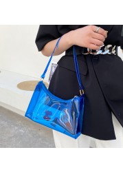 Summer Fashion Transparent Clear Jelly Handbag Shoulder Bags For Women Elegant Evening Bag Ladies Underarm Bag