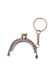 1pc 5cm Coin Purse Metal Frame With Keychain DIY Arc Frame Kiss Clasp Lock