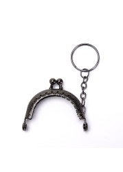 1pc 5cm Coin Purse Metal Frame With Keychain DIY Arc Frame Kiss Clasp Lock