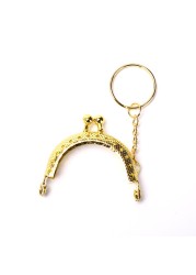 1pc 5cm Coin Purse Metal Frame With Keychain DIY Arc Frame Kiss Clasp Lock