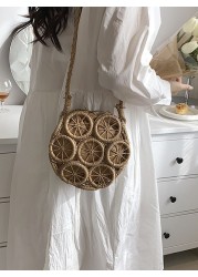 Round Beach Summer Straw Bag Handmade Woven Designer Bohemian Casual Travel Crossbody Circle Rattan Shoulder Bags Woman