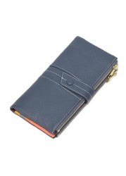 2022 New Korean Women's Wallet Long Large Capacity Zipper Two Fold Clutch Bag Female Leather Wallet