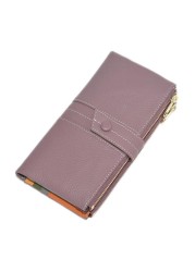 2022 New Korean Women's Wallet Long Large Capacity Zipper Two Fold Clutch Bag Female Leather Wallet