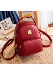 Ladies Backpack Luxury Pu Pikawai Cute and Elegant Girls School Bag Simple Pure Color Backpack Mochila