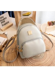 Ladies Backpack Luxury Pu Pikawai Cute and Elegant Girls School Bag Simple Pure Color Backpack Mochila