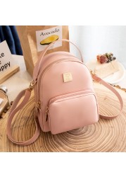 Ladies Backpack Luxury Pu Pikawai Cute and Elegant Girls School Bag Simple Pure Color Backpack Mochila