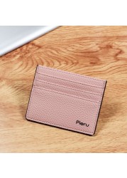 Slim Ultra-thin Wallet PU Leather Bank Credit Card Holder Short Coin Purse Black Oil Edge Card Bag Lychee Pattern Cash Clip