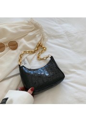 Women's Underarm Bag Ladies PU Leather Chain Shoulder Bag Crocodile Pattern Zipper Solid Color Luxury Brand Designer Handbags