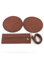 4pcs/set Bag Bottom Shaper Base Round Artificial Leather Wallet Insert Strap Zipper for DIY Sewing Crochet Handbag