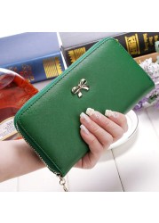 Women Long Wallets Clutch White High Quality Leather Tassel Ladies Zipper Bag Phone Coin Cash Receipt Card Holder