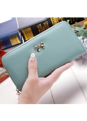 Women Long Wallets Clutch White High Quality Leather Tassel Ladies Zipper Bag Phone Coin Cash Receipt Card Holder