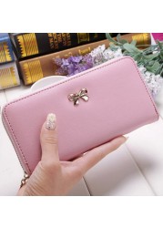 Women Long Wallets Clutch White High Quality Leather Tassel Ladies Zipper Bag Phone Coin Cash Receipt Card Holder