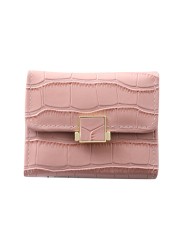 Leather women's wallet female short retro three-fold folding student version simple multi-card crocodile pattern coin purse