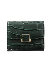 Leather women's wallet female short retro three-fold folding student version simple multi-card crocodile pattern coin purse