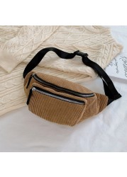 Ladies Designer Canvas Fanny Pack Fashion Street Money Banana Phone Chest Bag Bum Belt Bags Women Corduroy Waist