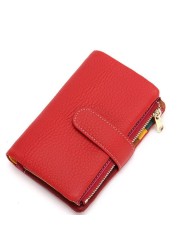 Fashion women's new small wallet multi-card zipper bag fashion buckle first layer cowhide coin purse female