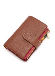 Fashion women's new small wallet multi-card zipper bag fashion buckle first layer cowhide coin purse female