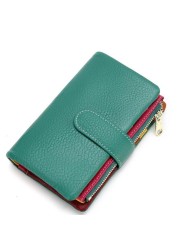 Fashion women's new small wallet multi-card zipper bag fashion buckle first layer cowhide coin purse female