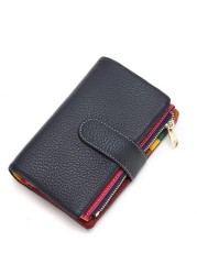 Fashion women's new small wallet multi-card zipper bag fashion buckle first layer cowhide coin purse female