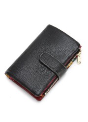 Fashion women's new small wallet multi-card zipper bag fashion buckle first layer cowhide coin purse female