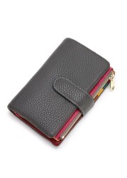 Fashion women's new small wallet multi-card zipper bag fashion buckle first layer cowhide coin purse female