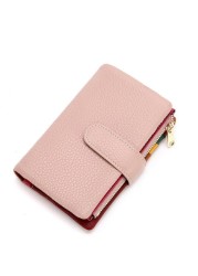 Fashion women's new small wallet multi-card zipper bag fashion buckle first layer cowhide coin purse female