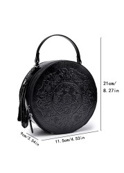 Fashion Design Women Round Bag Leather Brand Women's Circular Crossbody Shoulder Messenger Bag Ladies Purse Female Bolsa Handbag