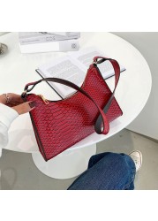 Fashion Snake Print Leather Underarm Shoulder Bags Women Handbag Clutch Quality Luxury Brand Purses Designer Crossbody Bags