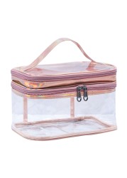 Travel PVC Cosmetic Bags INS Fashion Women Transparent Clear Zipper Makeup Bags Organizer Bath Wash Make Up Tote Handbags Case