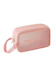 Portable Large Capacity Travel Portable Transparent Wash Bag PU Waterproof Matte Cosmetic Bag Skin Care Product Storage Bag