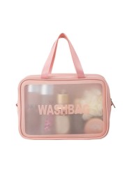 Portable Large Capacity Travel Portable Transparent Wash Bag PU Waterproof Matte Cosmetic Bag Skin Care Product Storage Bag