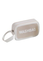 Portable Large Capacity Travel Portable Transparent Wash Bag PU Waterproof Matte Cosmetic Bag Skin Care Product Storage Bag