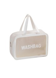 Portable Large Capacity Travel Portable Transparent Wash Bag PU Waterproof Matte Cosmetic Bag Skin Care Product Storage Bag