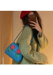 Xiuya Cute Lavender Shoulder Shell Bag 2022 New Retro Solid Color Girly Crossbody Messenger Bag Flower Women Pouch Phone Purse