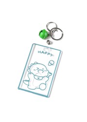 X7YA 1pc Transparent Acrylic Business Card Holder For Staff Staff With Keyring Bell Cartoon Pattern Pass Card Cover Bus Cards