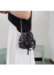 purses and handbags for women 2021 sequin chain bucket bags tote ladies shoulder bag girls crossbody bags for ladies