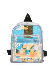 1PC Fashion Backpack Transparent PVC Cute Kids School Bag For Girls Student Bookbag Summer Beach Streetwear Bag