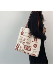 Xierya canvas paper bag female large-capacity bag shoulder bags new student women's tote bag Chinese style симка