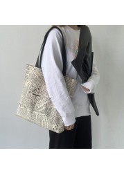 Xierya canvas paper bag female large-capacity bag shoulder bags new student women's tote bag Chinese style симка