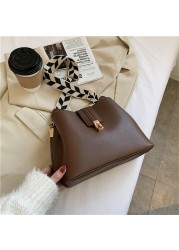 Simple small pu leather bucket crossbody bags for women 2022 new designer lady fashion luxury branded shoulder bag purses