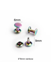 50-100pcs 6mm 8mm 10mm 12mm rainbow double cap rivets fasteners high quality leather crafts bags shoes studs