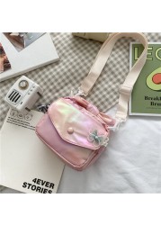 MBTI كاندي اللون الإناث حقيبة كتف موضة 2022 الليزر Crossbody حقيبة ساعي اليابانية Kawaii الطلاب الدانتيل فراشة أكياس