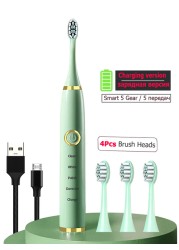 Newest Sonic Electric Toothbrush For Adult Kids Smart Timer Rechargeable Whitening Toothbrush IPX7 Waterproof 4 Brush Head